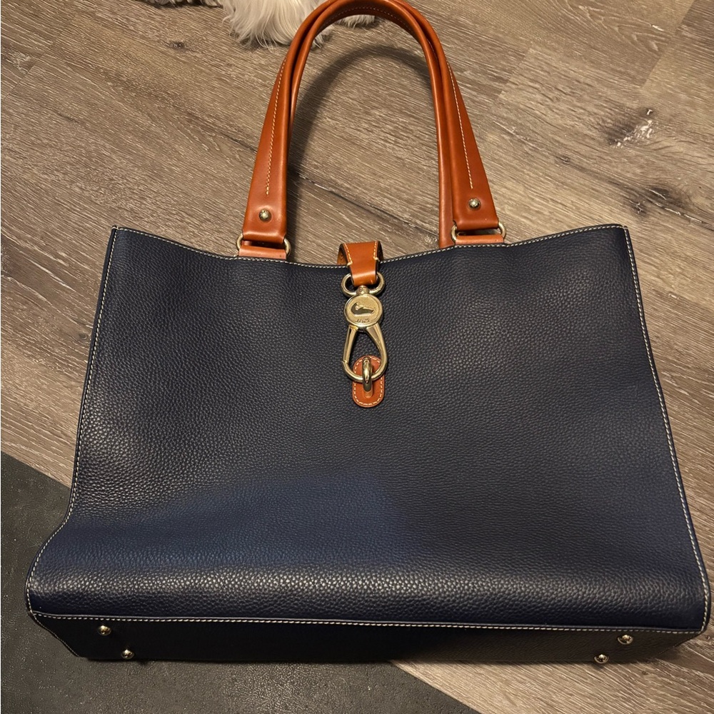 Dooney & Bourke Navy and Tan Laptop Bag